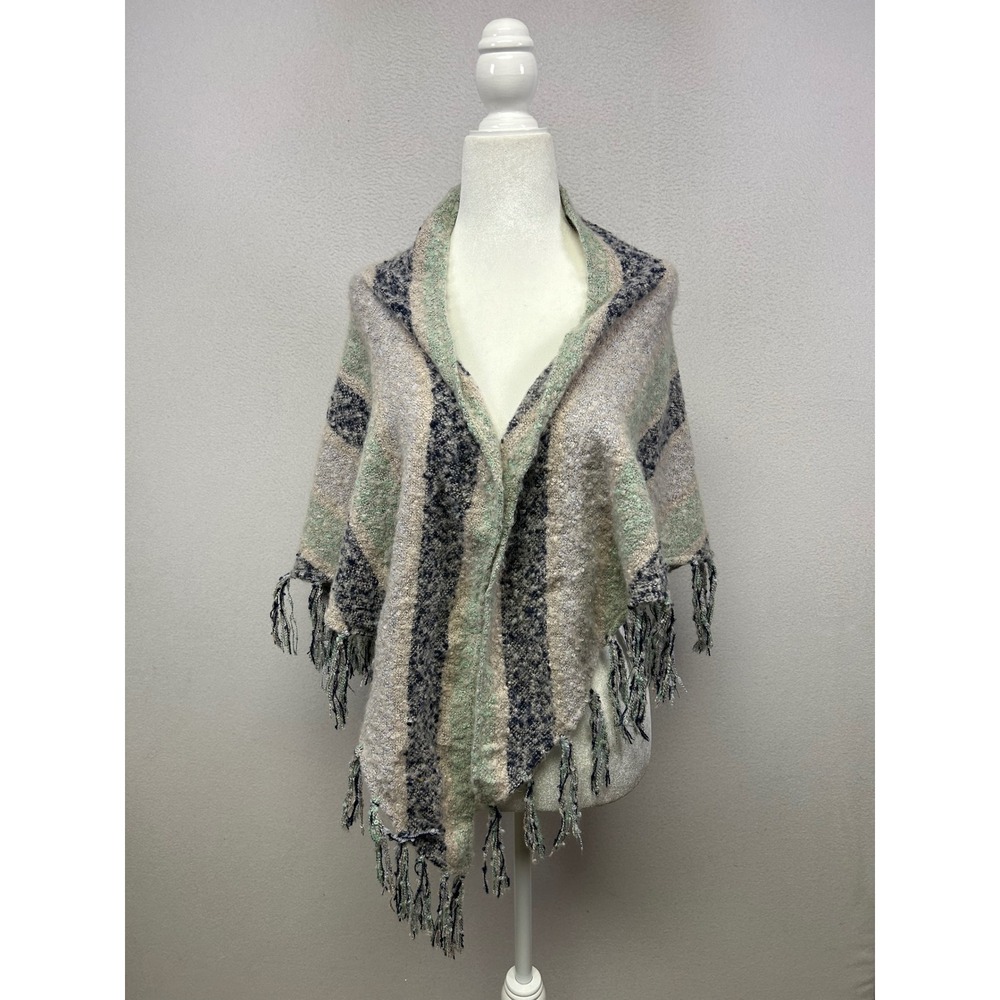 Boho Cottagecore Collection XVIII WomenOS Multicolor Striped Tassel Fringe Wrap